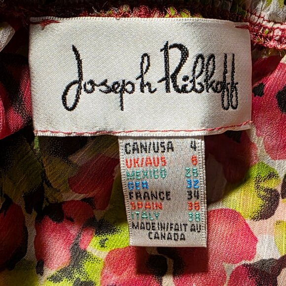 JOSEPH RIBKOFF ( XL-1X) Floral Sheer Ruffle Pullover Mini Dress/Tunic - Picture 6 of 7